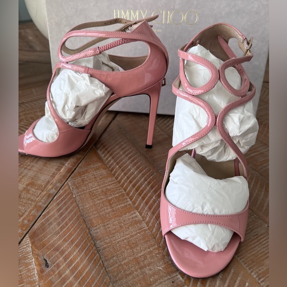 Sunset Peach Jimmy Choo Patent Sandals - Picture 9 of 14